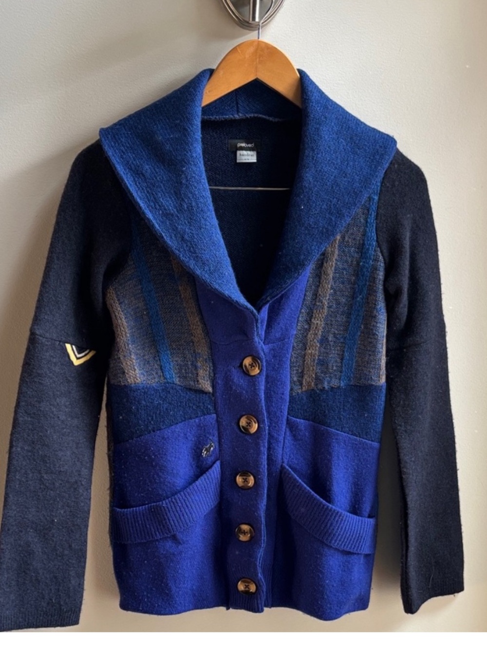 Handcut By Preloved Shawl Collar Upcycled Cardigan